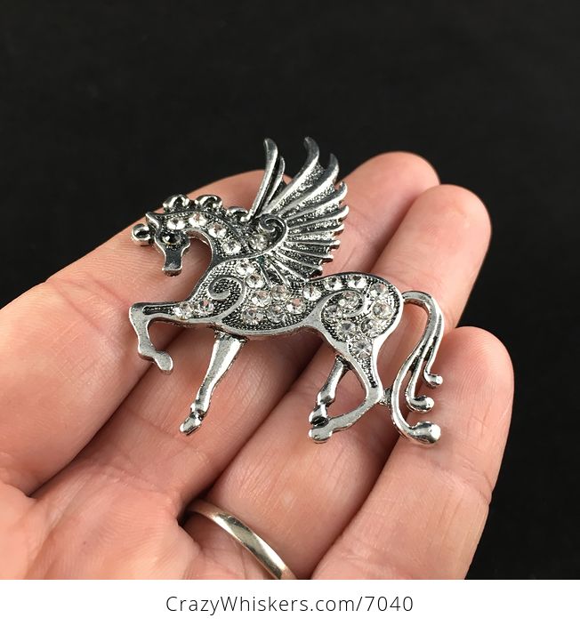 Pegasus Winged Horse and Rhinestone Necklace Jewelry - #pScAWpiFJ8c-2