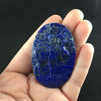 Pendant Jewelry of a Moose Carved in Lapis Lazuli Stone #J5PMnDuA2F8
