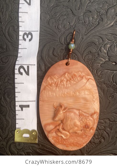 Pendant Jewelry Taurus Bull and Snake Carved in Jasper Stone Ornament Mini Art - #FCHtUKTKok8-4