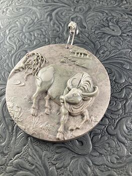 Pendant Jewelry Taurus Bull Buffalo Carved in Jasper Stone #qFn7GCmHxrU