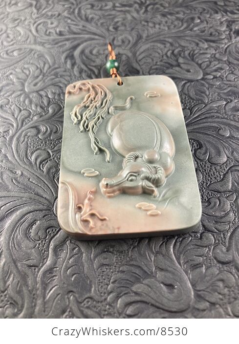 Pendant Jewelry Taurus Bull Buffalo Carved in Jasper Stone - #9LiCwOtyRn4-7
