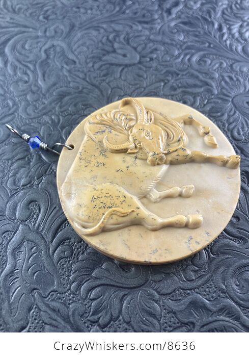 Pendant Jewelry Taurus Bull Buffalo Carved in Jasper Stone Ornament Mini Art - #CUkXXWkcLsI-6