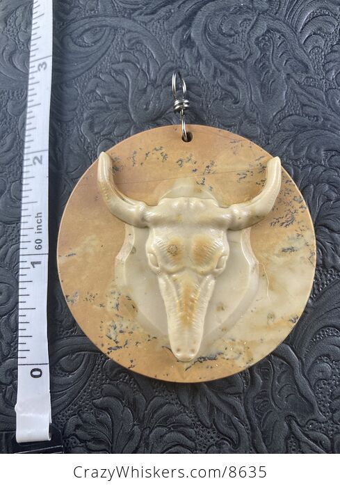 Pendant Jewelry Taurus Bull Buffalo Carved in Jasper Stone Ornament Mini Art - #rWktnU3ijcE-6