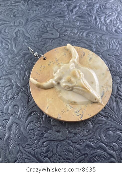 Pendant Jewelry Taurus Bull Buffalo Carved in Jasper Stone Ornament Mini Art - #rWktnU3ijcE-5