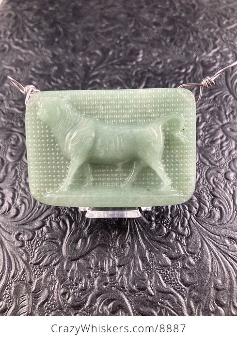 Pendant Jewelry Taurus Bull Carved in Green Aventurine Stone - #29CjfRnkqJk-4