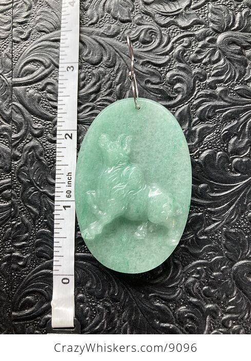 Pendant Jewelry Taurus Bull Carved in Green Aventurine Stone - #uQG00xX7uXg-3