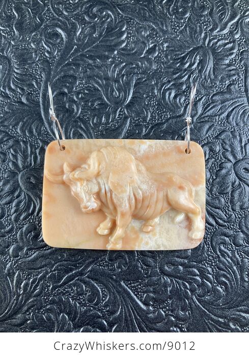 Pendant Jewelry Taurus Bull Carved in Orange Stone - #EOrXhIx0X24-2