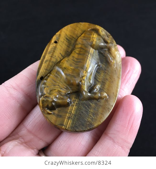 Pendant Jewelry Taurus Bull Carved in Tigers Eye Stone - #1CMlQgfails-3
