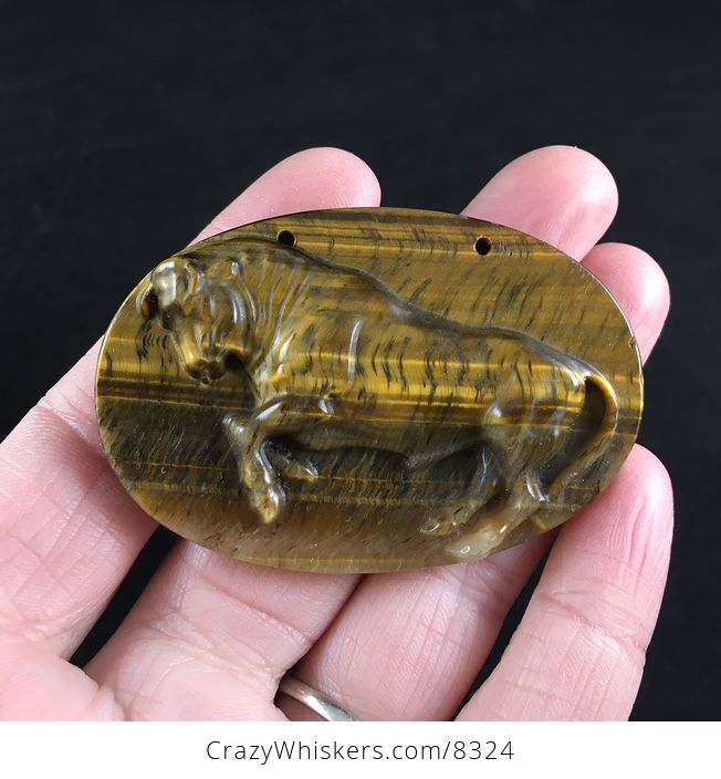 Pendant Jewelry Taurus Bull Carved in Tigers Eye Stone - #1CMlQgfails-1