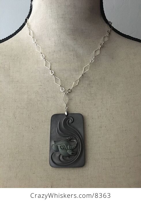 Pendant Necklace Jewelry Taurus Bull Carved in Ribbon Jasper Stone - #0Be6I1fELmA-1
