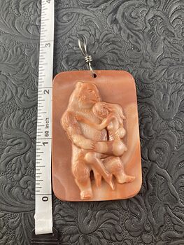 Pendant of a Beauty and the Beast Carved in Orange Jasper Stone Jewelry or Ornament Mini Art #mQQdRXmhpIg