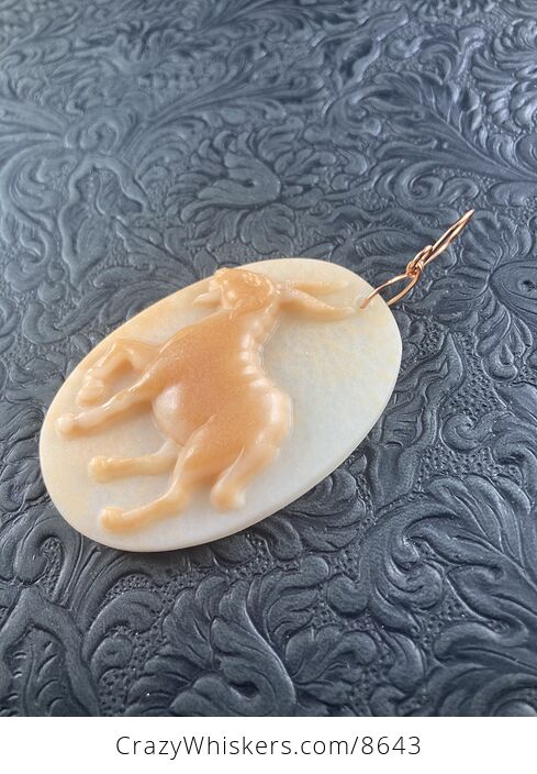 Pendant of a Goat Carved in Orange Jasper Stone Jewelry or Ornament Mini Art - #XeYDMXnvsc0-4