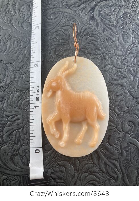 Pendant of a Goat Carved in Orange Jasper Stone Jewelry or Ornament Mini Art - #XeYDMXnvsc0-6