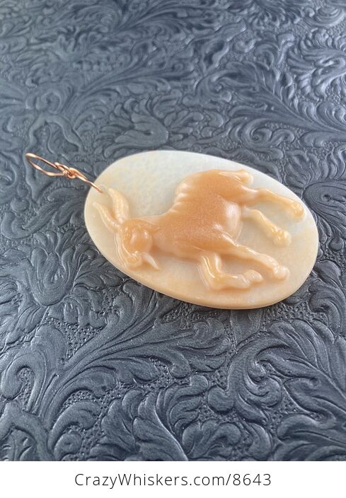 Pendant of a Goat Carved in Orange Jasper Stone Jewelry or Ornament Mini Art - #XeYDMXnvsc0-5