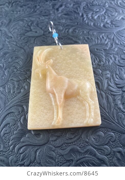 Pendant of a Goat Carved in Orange Jasper Stone Jewelry or Ornament Mini Art - #fVXn7tkcAyk-4