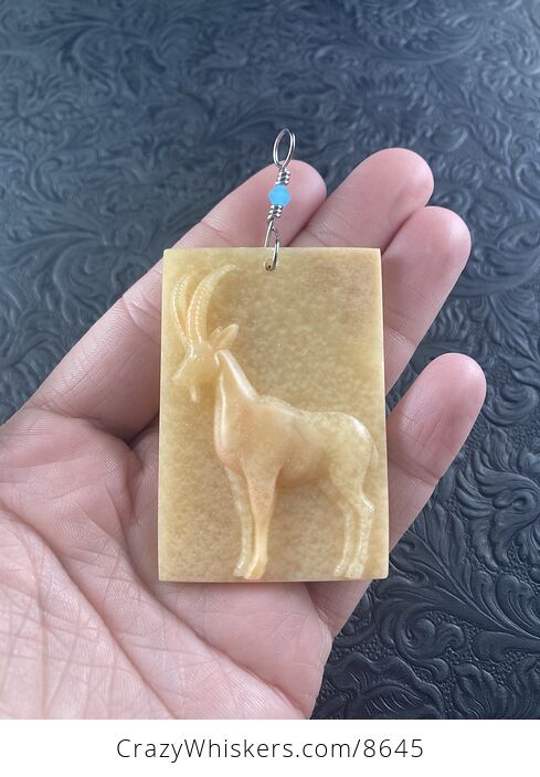 Pendant of a Goat Carved in Orange Jasper Stone Jewelry or Ornament Mini Art - #fVXn7tkcAyk-2