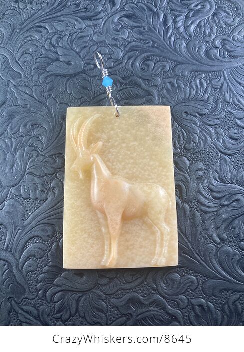 Pendant of a Goat Carved in Orange Jasper Stone Jewelry or Ornament Mini Art - #fVXn7tkcAyk-3