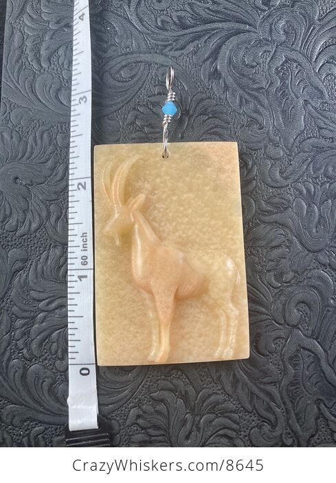Pendant of a Goat Carved in Orange Jasper Stone Jewelry or Ornament Mini Art - #fVXn7tkcAyk-1