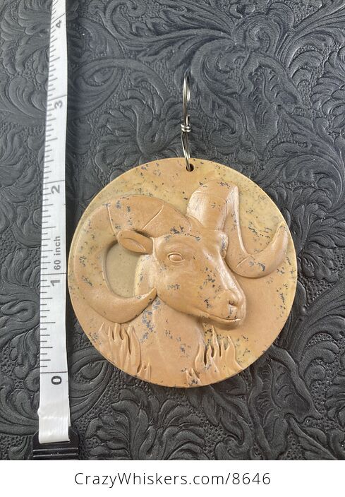 Pendant of a Goat or Ram Carved in Jasper Stone Jewelry or Ornament Mini Art - #RSVr2YK7dP4-6
