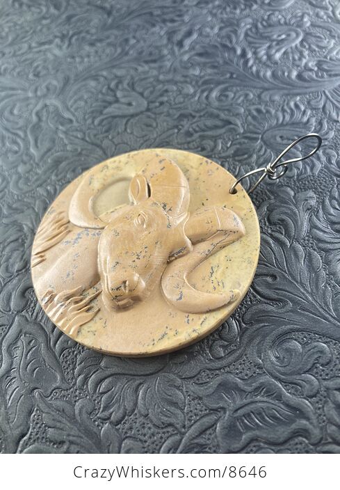 Pendant of a Goat or Ram Carved in Jasper Stone Jewelry or Ornament Mini Art - #RSVr2YK7dP4-4