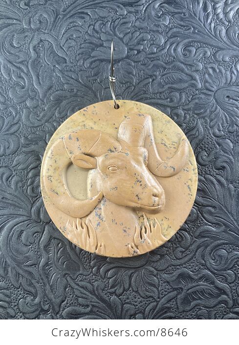 Pendant of a Goat or Ram Carved in Jasper Stone Jewelry or Ornament Mini Art - #RSVr2YK7dP4-2