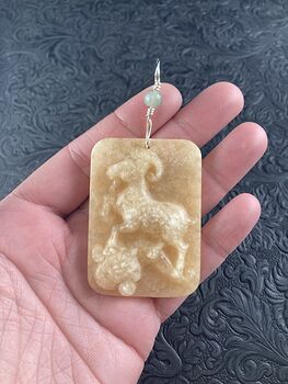 Pendant of a Goat or Ram Carved in Orange Jasper Stone Jewelry or Ornament Mini Art #nzDDj3euC9U