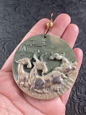 Pendant of Goats Carved in Jasper Stone Jewelry #8iIiKv0d14E