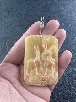 Pendant of Goats Carved in Orange Jasper Stone Jewelry #OcfxYf3WWiY