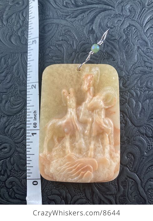 Pendant of Goats Carved in Orange Jasper Stone Jewelry - #OcfxYf3WWiY-7