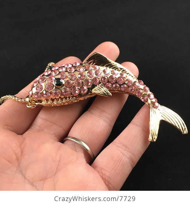 Pink and Gold Shark Pendant Jewelry Necklace - #HMVOXupGgpk-3