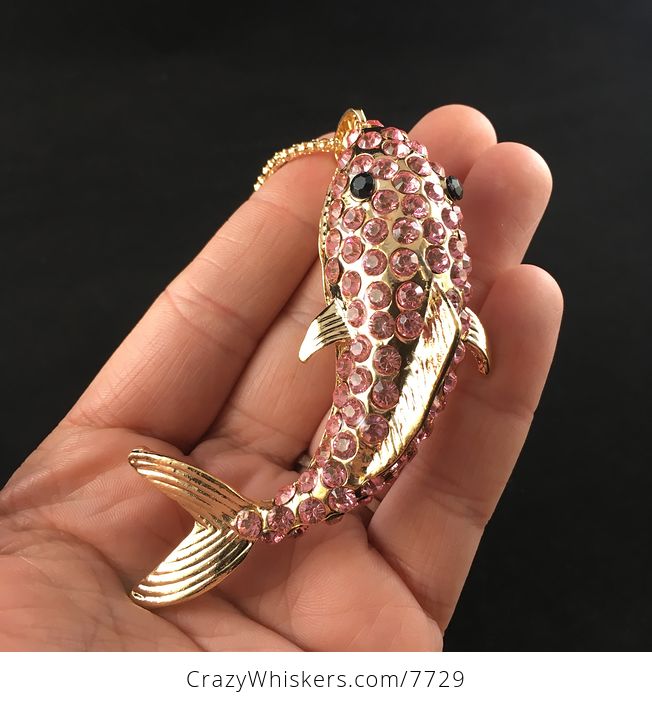 Pink and Gold Shark Pendant Jewelry Necklace - #HMVOXupGgpk-1
