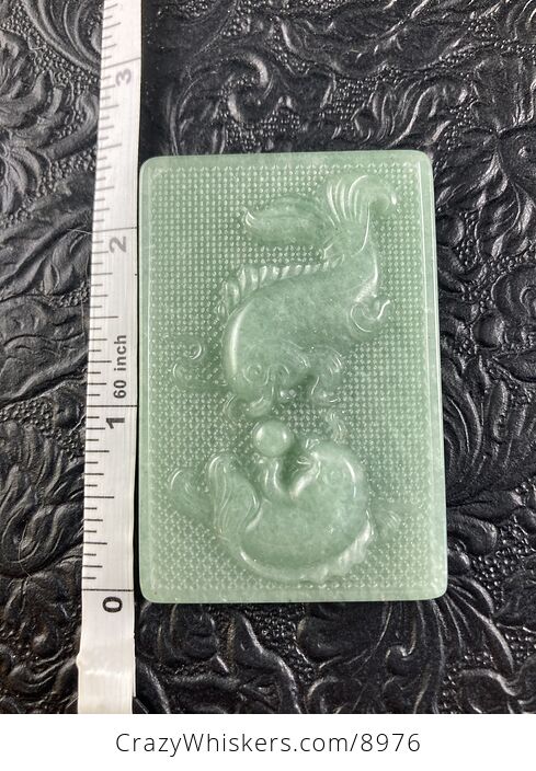 Pisces Fish Carved Mini Art Green Aventurine Stone Pendant Cabochon Jewelry - #SdQnx83jZTo-6