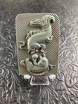 Pisces Fish Carved Mini Art Jasper Stone Pendant Cabochon Jewelry #mMpnTpmWB6M