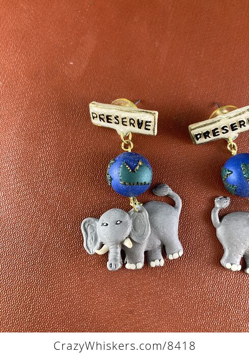 Polymer Clay Elephant Preserve Earrings - #gL8kogXOS9U-2