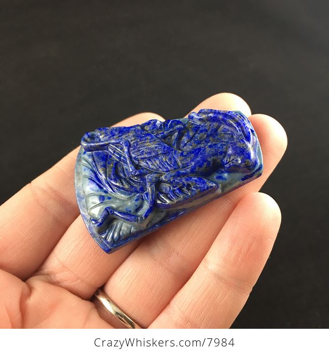Praying Mantis Carved Lapis Lazuli Stone Pendant Jewelry - #QiPBMckTbBM-2