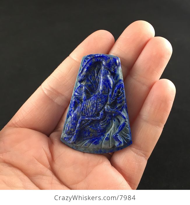 Praying Mantis Carved Lapis Lazuli Stone Pendant Jewelry - #QiPBMckTbBM-1
