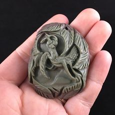 Praying Mantis Carved Ribbon Jasper Stone Pendant Jewelry #8Xb08R8DOj0
