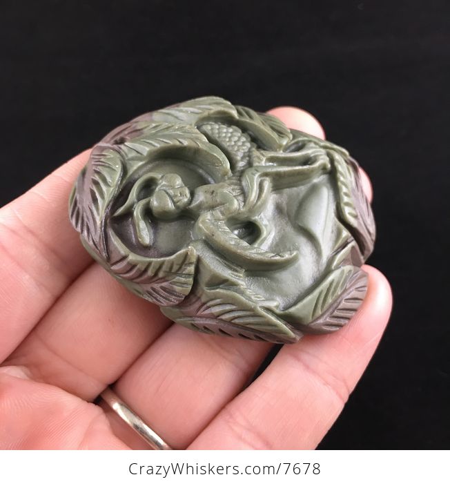 Praying Mantis Carved Ribbon Jasper Stone Pendant Jewelry - #8Xb08R8DOj0-4