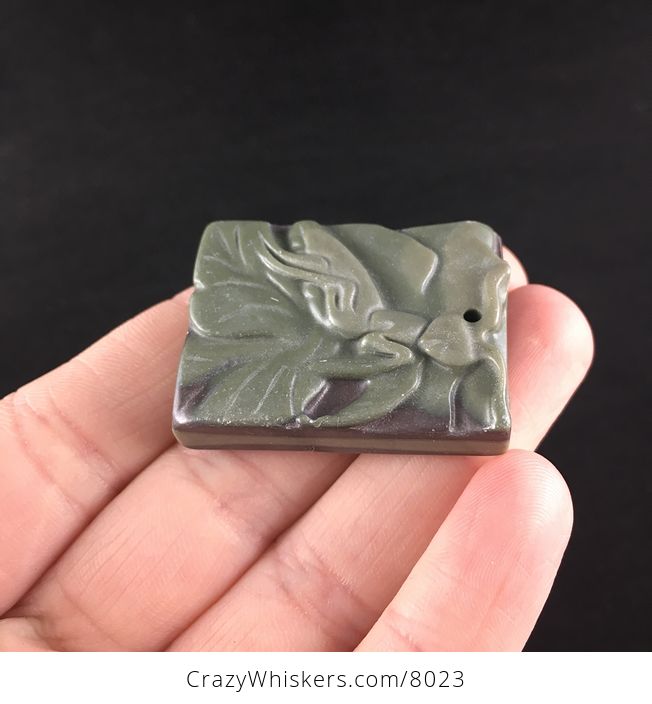 Praying Mantis Carved Ribbon Jasper Stone Pendant Jewelry - #lXOxR3UfSqY-3