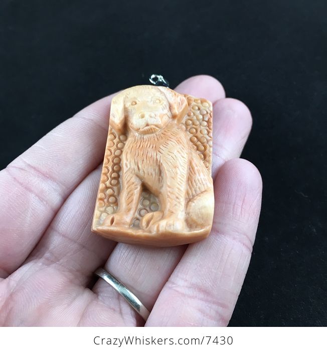 Puppy Dog Carved Red Jasper Stone Pendant Jewelry - #LtcxLVDGMpA-2