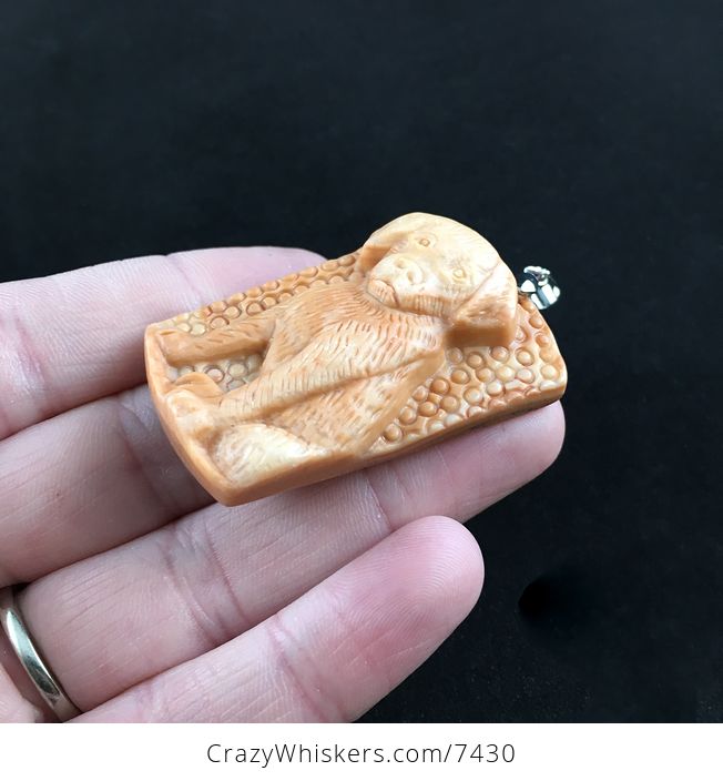 Puppy Dog Carved Red Jasper Stone Pendant Jewelry - #LtcxLVDGMpA-3
