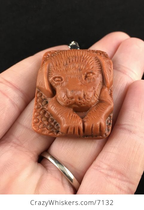 Puppy Dog Carved Red Jasper Stone Pendant Jewelry - #nykBOpiiHy8-2