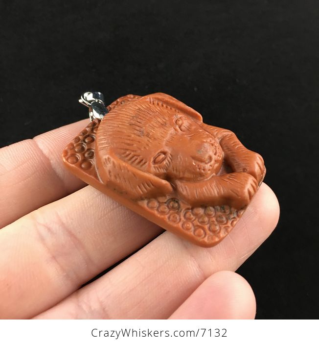 Puppy Dog Carved Red Jasper Stone Pendant Jewelry - #nykBOpiiHy8-4