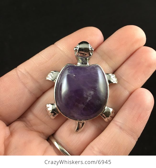 Purple Amethyst Stone Turtle Pendant Jewelry - #VbbxTUC9BjI-1