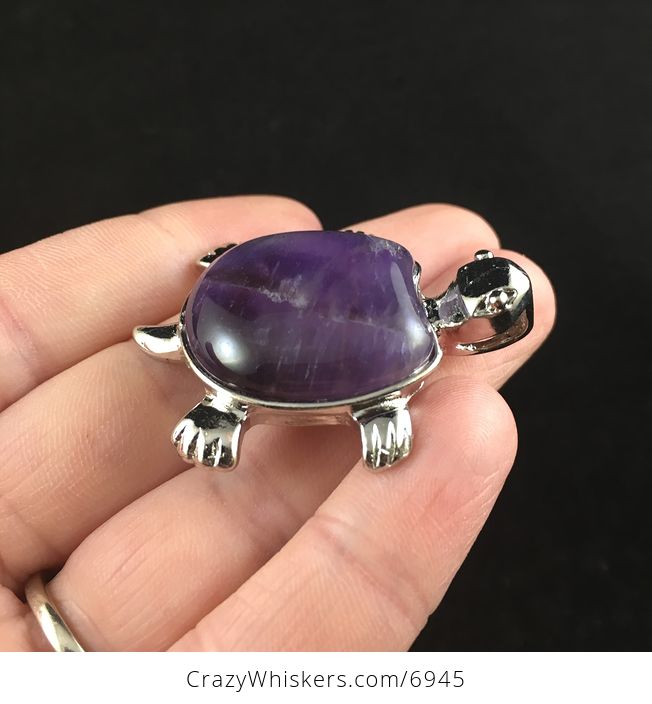 Purple Amethyst Stone Turtle Pendant Jewelry - #VbbxTUC9BjI-2
