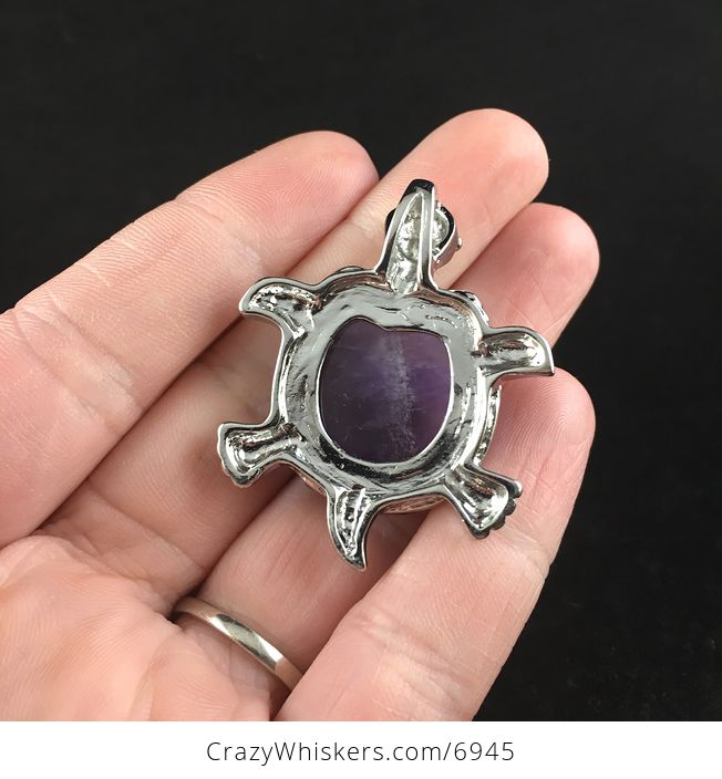 Purple Amethyst Stone Turtle Pendant Jewelry - #VbbxTUC9BjI-4