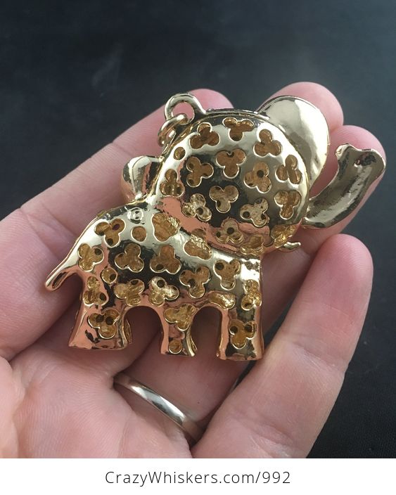 Purple and Gold Tone Rhinestone Crystal Elephant Pendant - #tcEdkxR4I8o-2