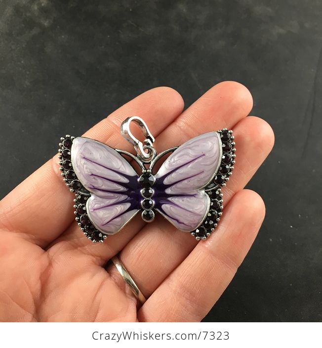 Purple Butterfly Rhinesone and Pearlescent Enamel Jewelry Pendant - #R8Rvwm6TmLo-1