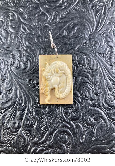 Ram or Goat Carved in Jasper Stone Pendant Jewelry or Ornament Mini Art - #3WXA6KaLIKo-4