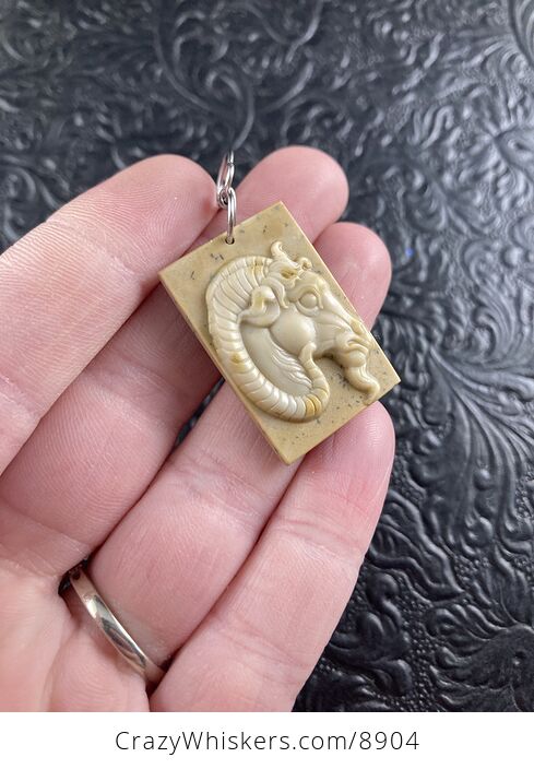 Ram or Goat Carved in Jasper Stone Pendant Jewelry or Ornament Mini Art - #TEdDBkkXV3I-3